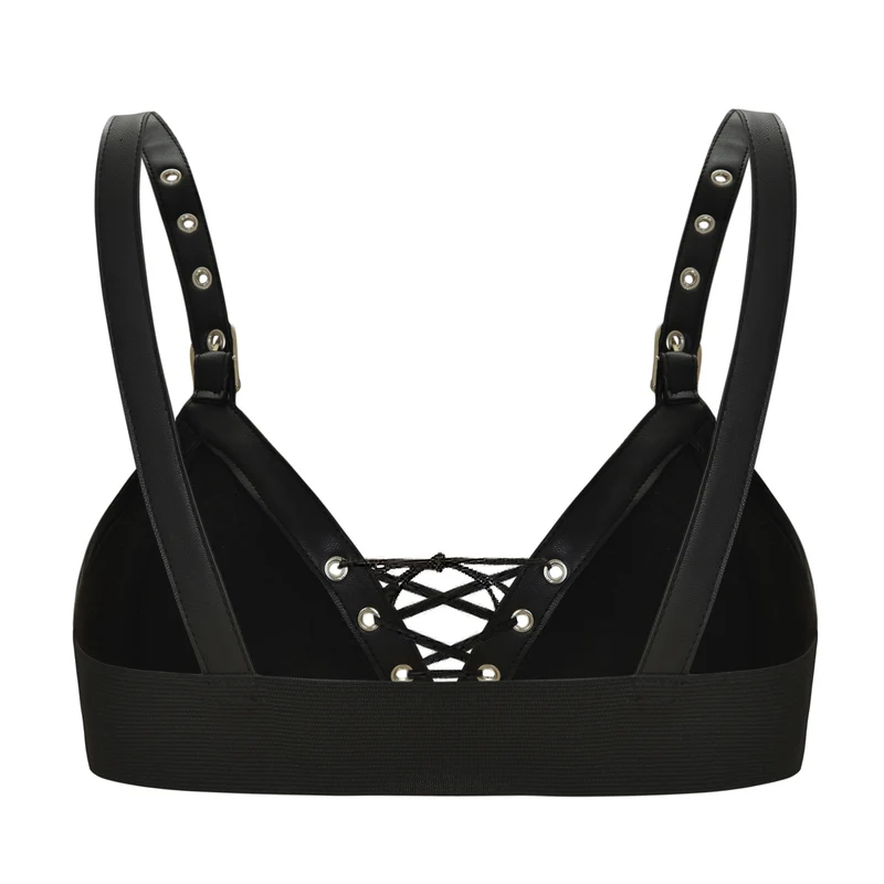 Steampunk Retro Gothic Triangle Cup BH Clubwear Party Crop Top