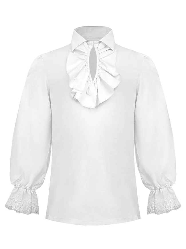 Charmian Herren Vintage Rüschen Langarm Piratenhemd Vampir Kostüm Top
