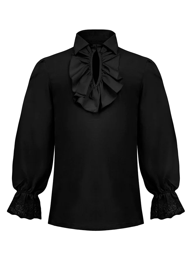 Charmian Herren Vintage Rüschen Langarm Piratenhemd Vampir Kostüm Top