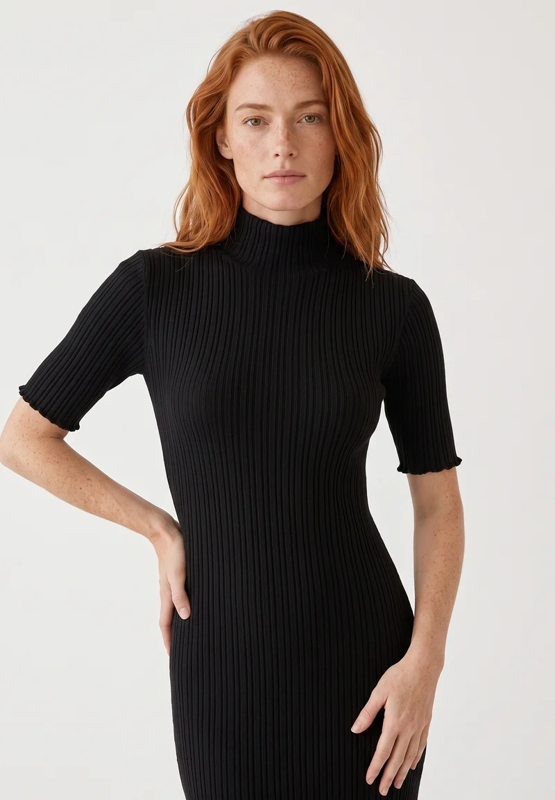 Kleid aus Bio-Baumwolle im Rippstrick
