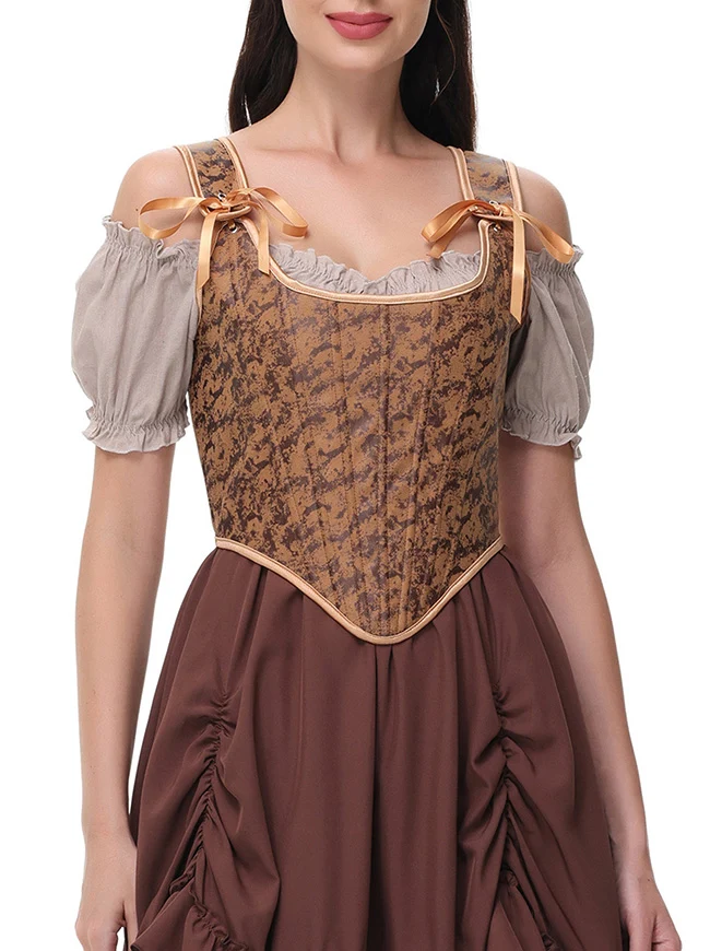 Renaissance U-Boot-Ausschnitt Überbrustkorsett mit Stäbchen, figurformendes Bustier