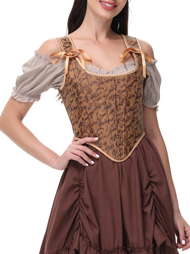 Renaissance U-Boot-Ausschnitt Überbrustkorsett mit Stäbchen, figurformendes Bustier