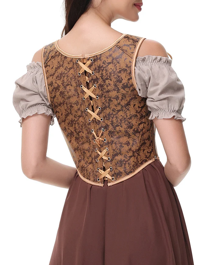Renaissance U-Boot-Ausschnitt Überbrustkorsett mit Stäbchen, figurformendes Bustier