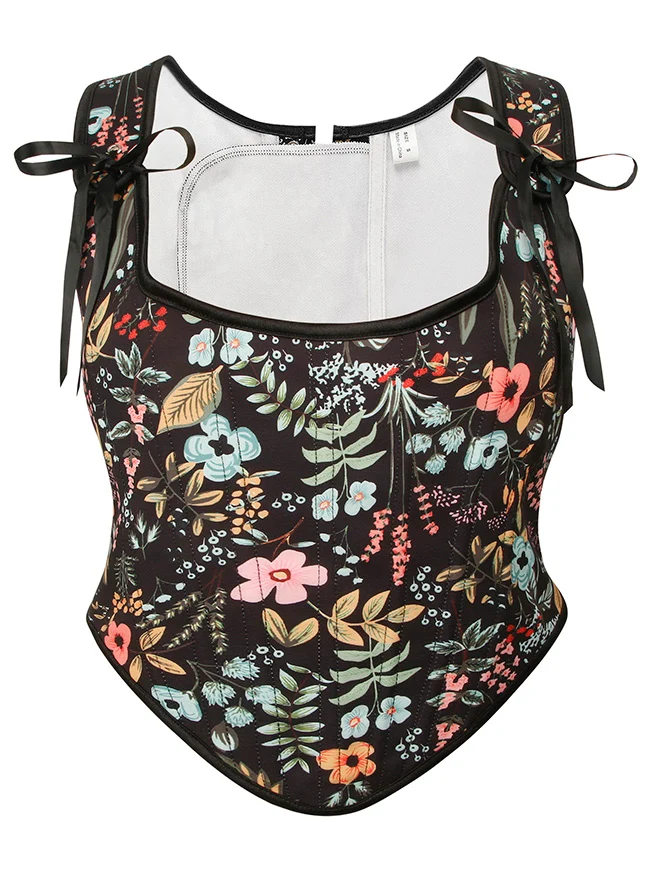Renaissance U-Boot-Ausschnitt Überbrustkorsett mit Stäbchen, figurformendes Bustier