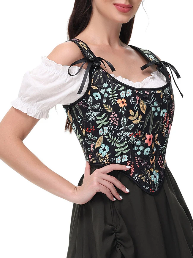 Renaissance U-Boot-Ausschnitt Überbrustkorsett mit Stäbchen, figurformendes Bustier