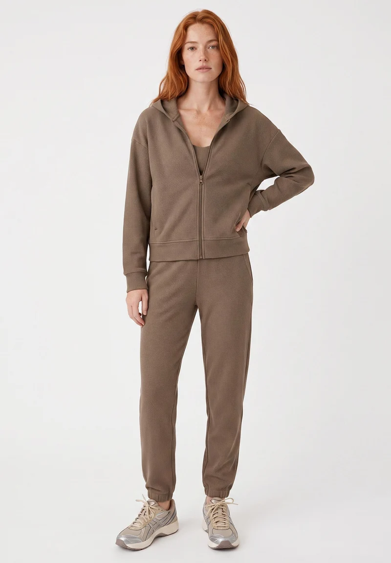 JENNIFER | Waffel-Hoodiejacke aus Bio-Baumwolle & recyceltem Polyester
