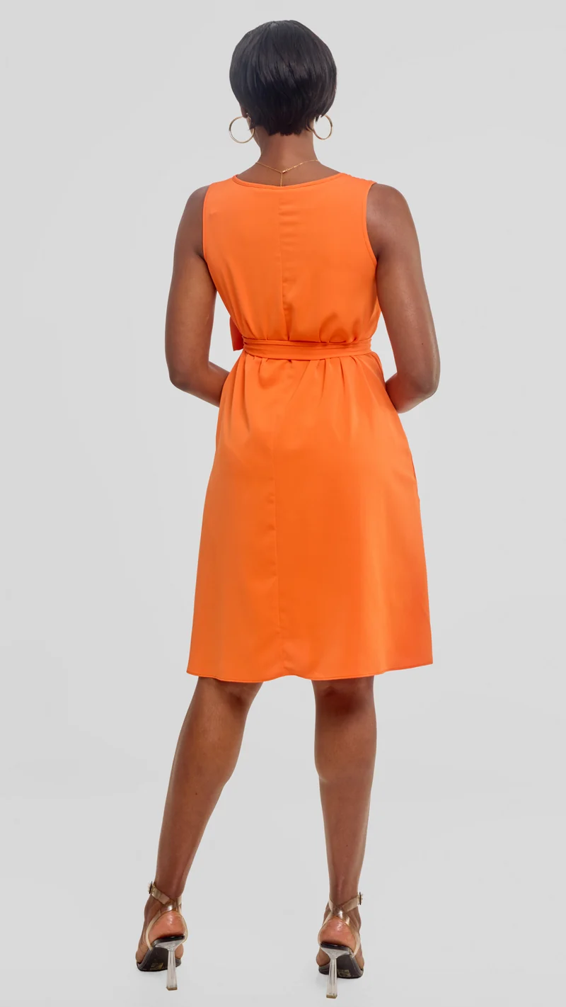 Vivo Basic Sleeveless Tent Dress in Crepe - Orange