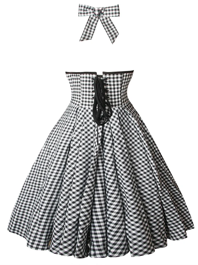 Charmian Damen 1950er Vintage ärmelloses A-Linien-Swing-Kleid mit Neckholder-Korsett im Blumenmuster