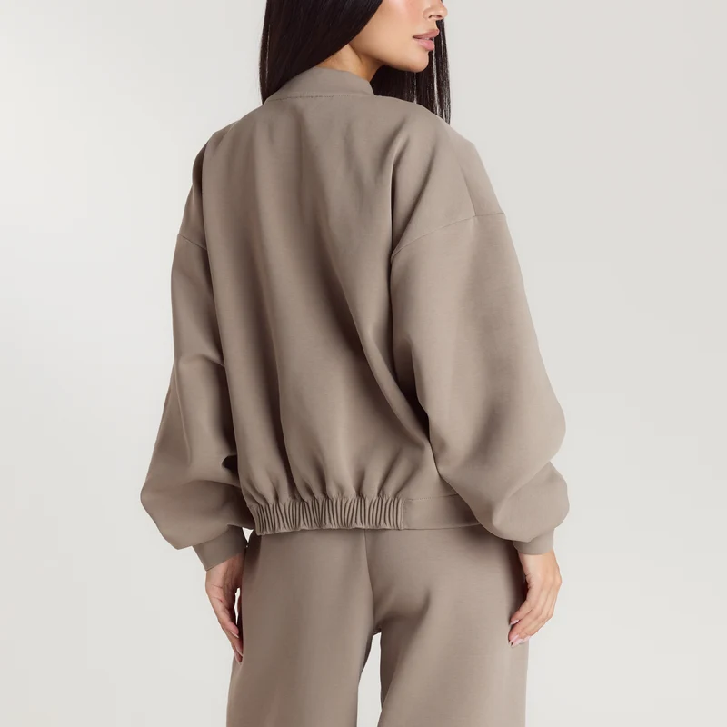 Neopren Bomberjacke - Taupe