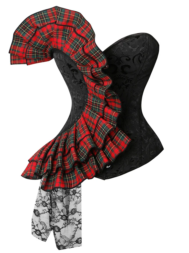 Retro Vintage viktorianisches Blumenbrokat-Überbrustkorsett Bustier