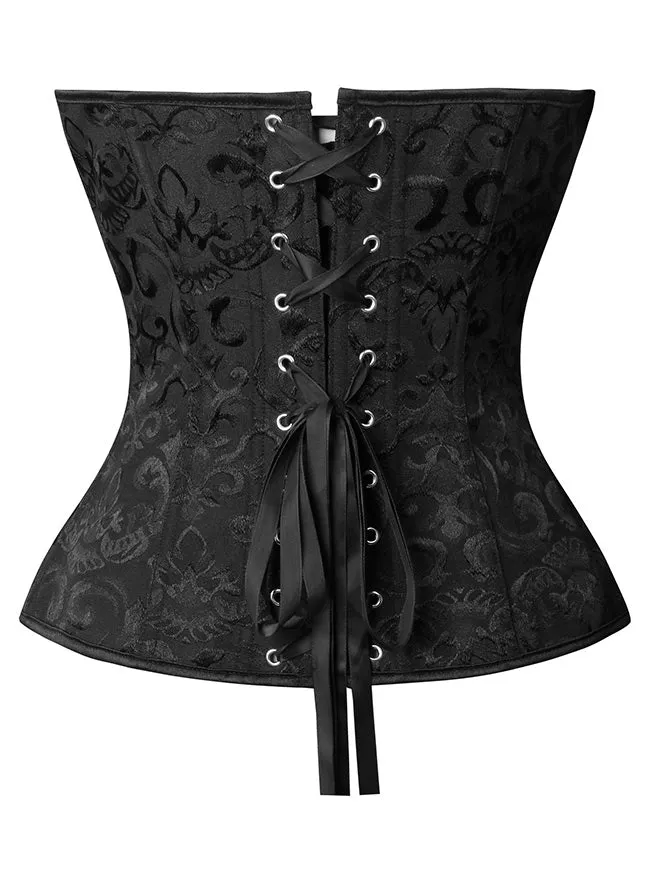 Retro Vintage viktorianisches Blumenbrokat-Überbrustkorsett Bustier