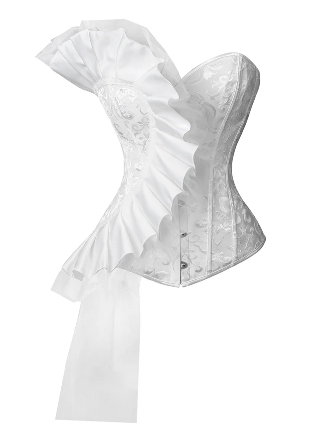 Retro Vintage viktorianisches Blumenbrokat-Überbrustkorsett Bustier