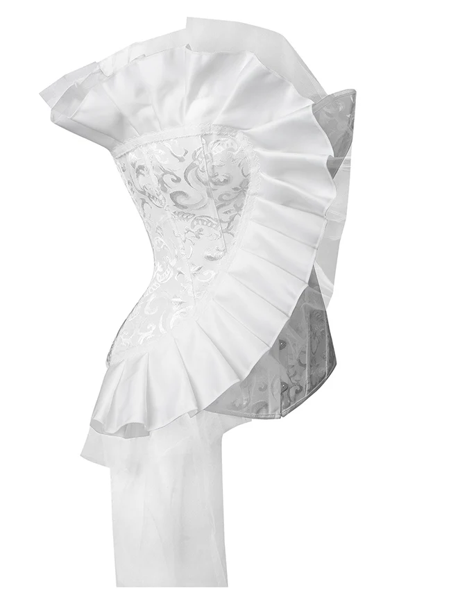 Retro Vintage viktorianisches Blumenbrokat-Überbrustkorsett Bustier
