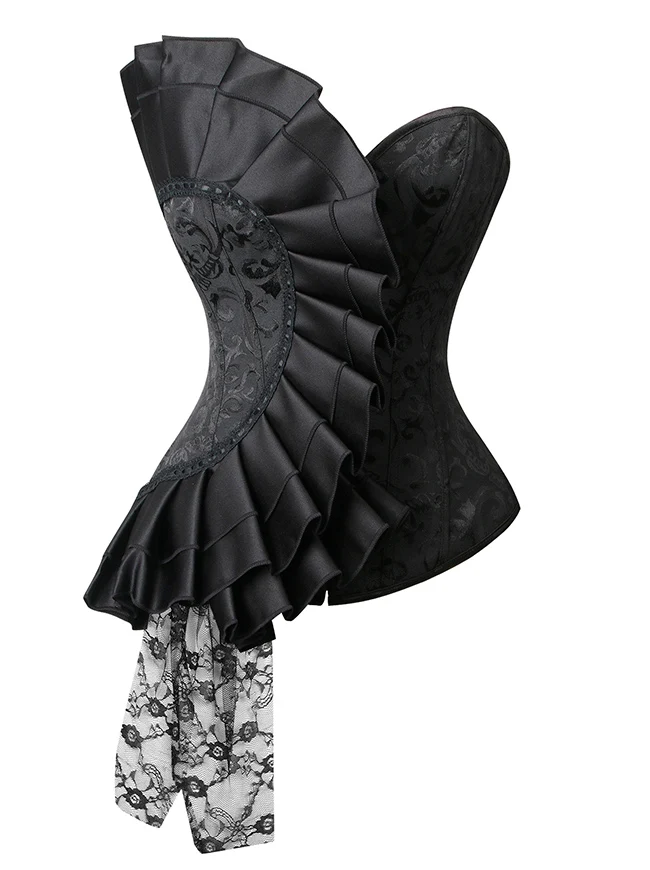 Retro Vintage viktorianisches Blumenbrokat-Überbrustkorsett Bustier