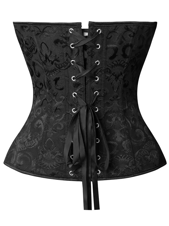 Retro Vintage viktorianisches Blumenbrokat-Überbrustkorsett Bustier