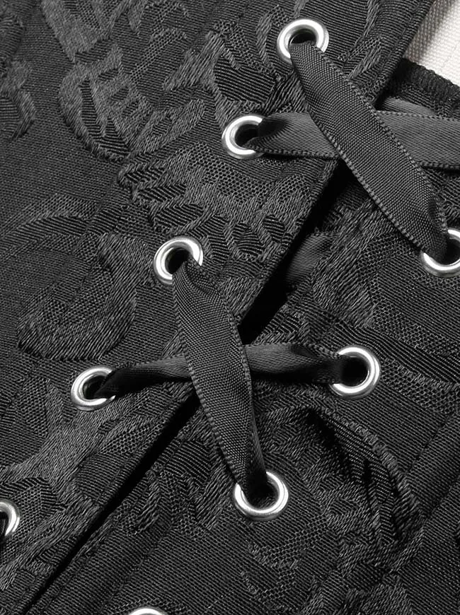 Retro Vintage viktorianisches Blumenbrokat-Überbrustkorsett Bustier