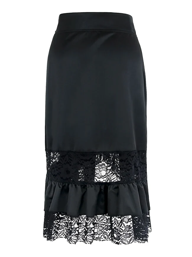Steampunk Gothic Asymmetrischer Party-Turnierrock mit Spitzenbesatz