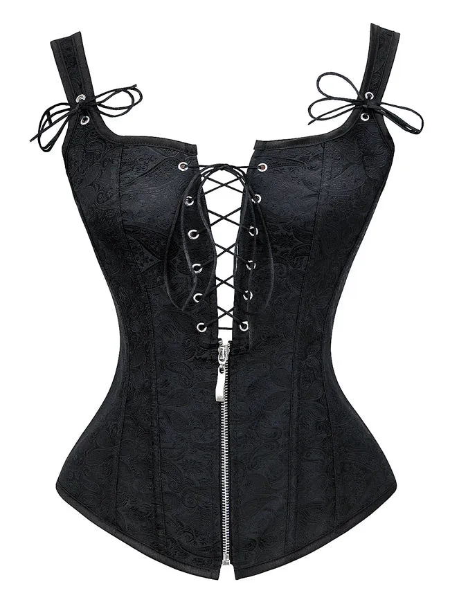 Renaissance Schnürung Vintage Boned Bustier Korsett mit Strumpfbändern