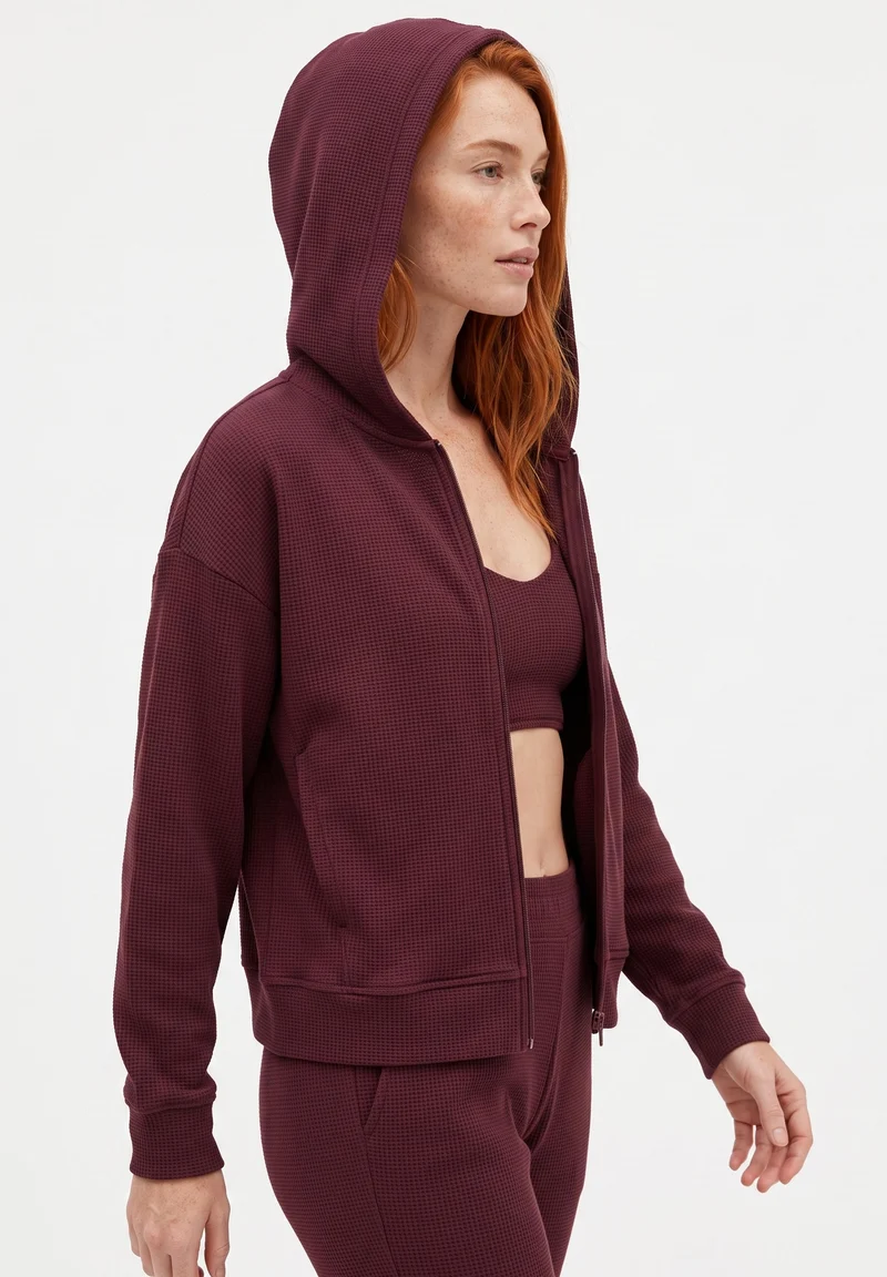 JENNIFER | Waffel-Hoodiejacke aus Bio-Baumwolle & recyceltem Polyester