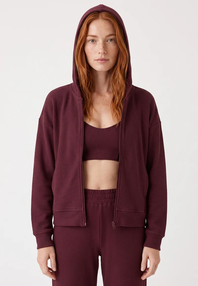 JENNIFER | Waffel-Hoodiejacke aus Bio-Baumwolle & recyceltem Polyester