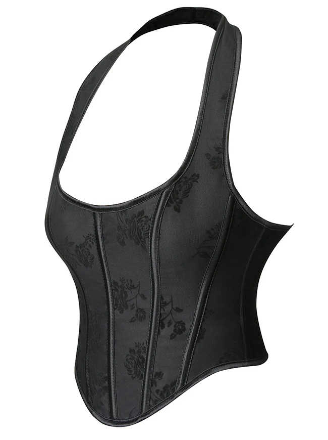 Vintage Korsett mit Schnürung, rückenfrei, mit Stäbchen, Neckholder-Top, Bustier, Bodyshaper