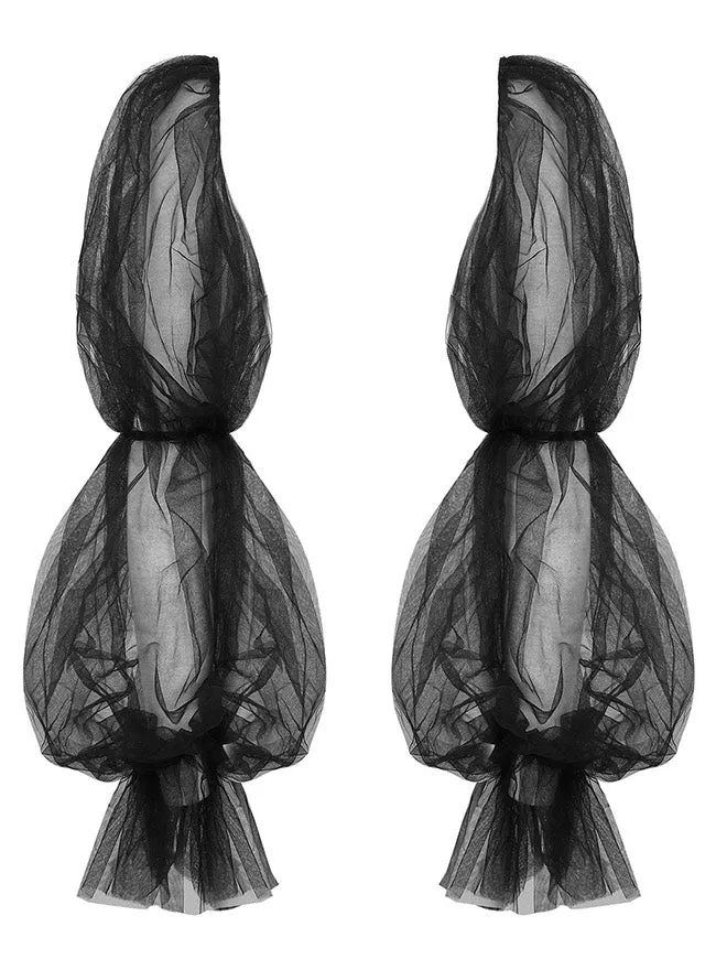 Lange fingerlose transparente Handschuhe mit abnehmbaren Ärmeln aus Netztüll