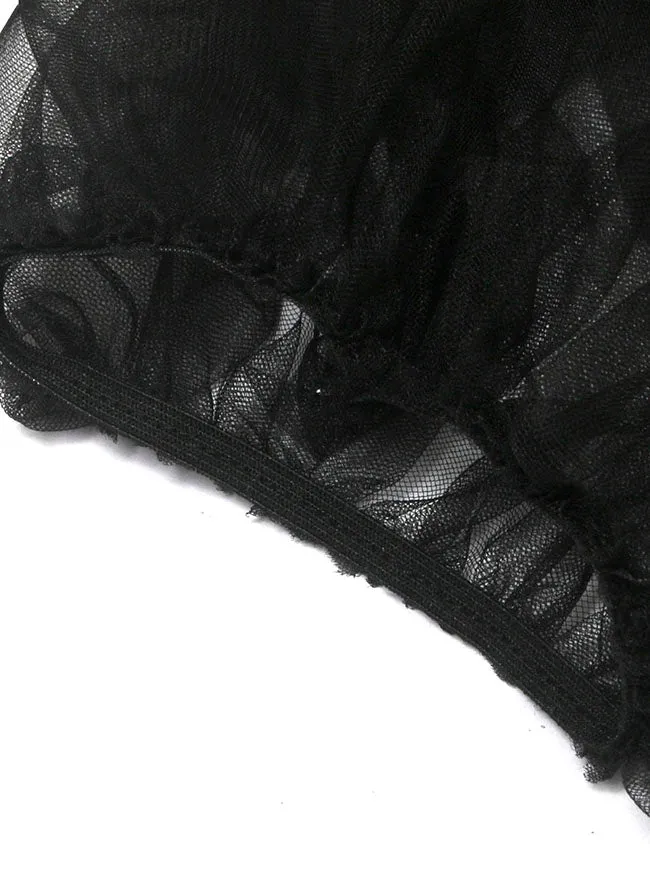 Lange fingerlose transparente Handschuhe mit abnehmbaren Ärmeln aus Netztüll