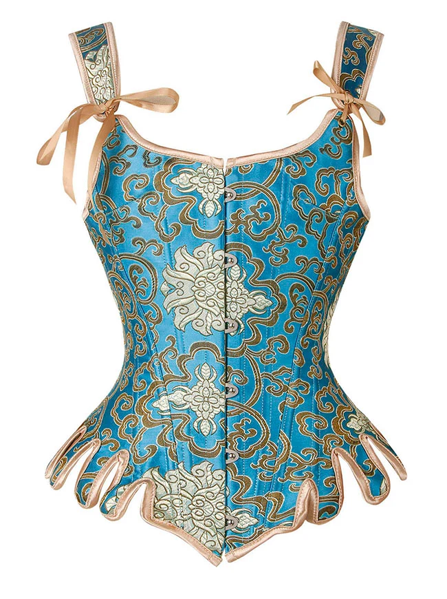 Renaissance Vintage Brokat Schnür-Bustier Vollbrust Korsett Top