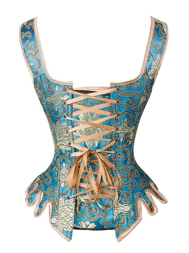Renaissance Vintage Brokat Schnür-Bustier Vollbrust Korsett Top