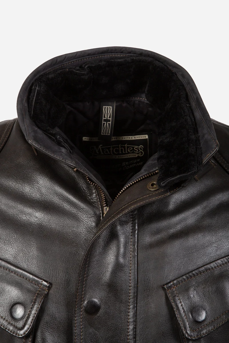 STREETFARER LEATHER JACKET W/HOOD MAN