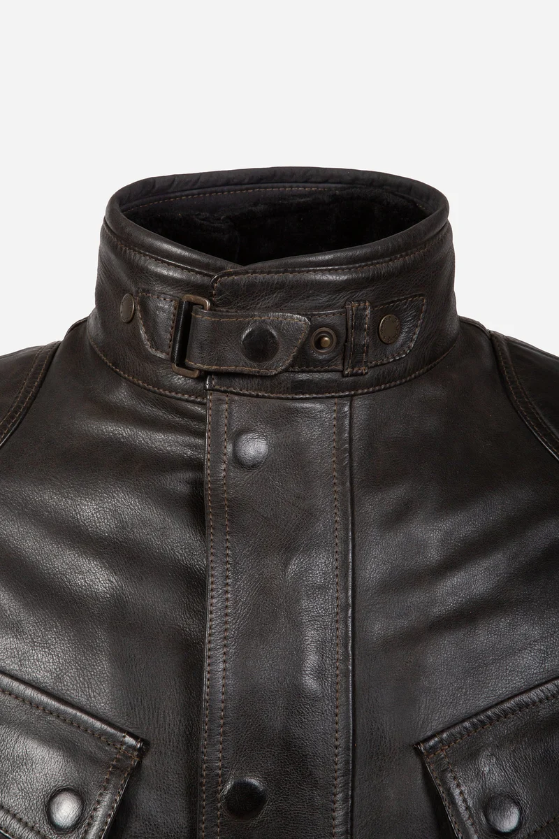 STREETFARER LEATHER JACKET W/HOOD MAN