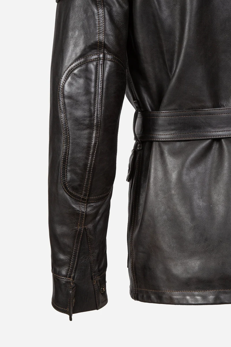 STREETFARER LEATHER JACKET W/HOOD MAN