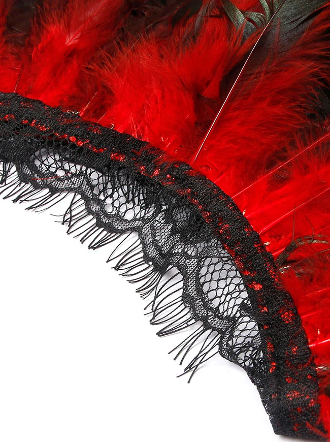 Charmian Kostümzubehör Gothic Shrug Wrap Federschal mit Spitzenumhang