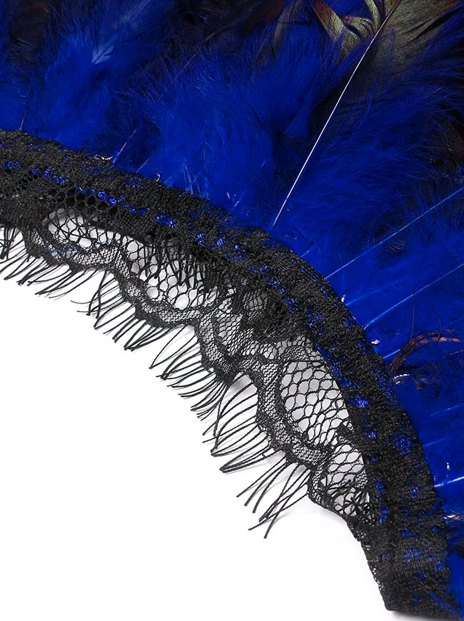 Charmian Kostümzubehör Gothic Shrug Wrap Federschal mit Spitzenumhang