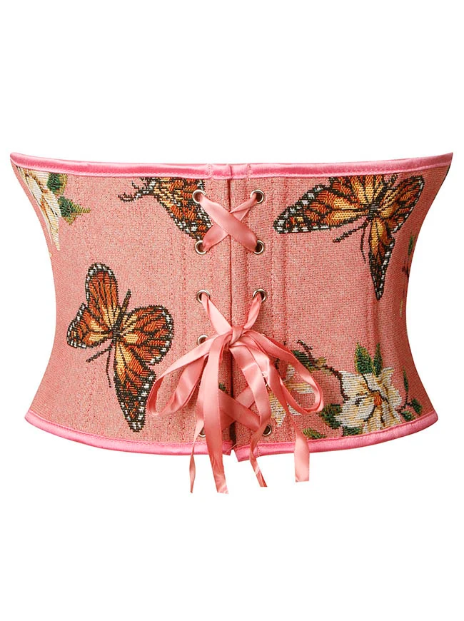 Trägerloses Bustier-Korsett-Crop-Top im Vintage-Retro-Stil mit Blumenmuster