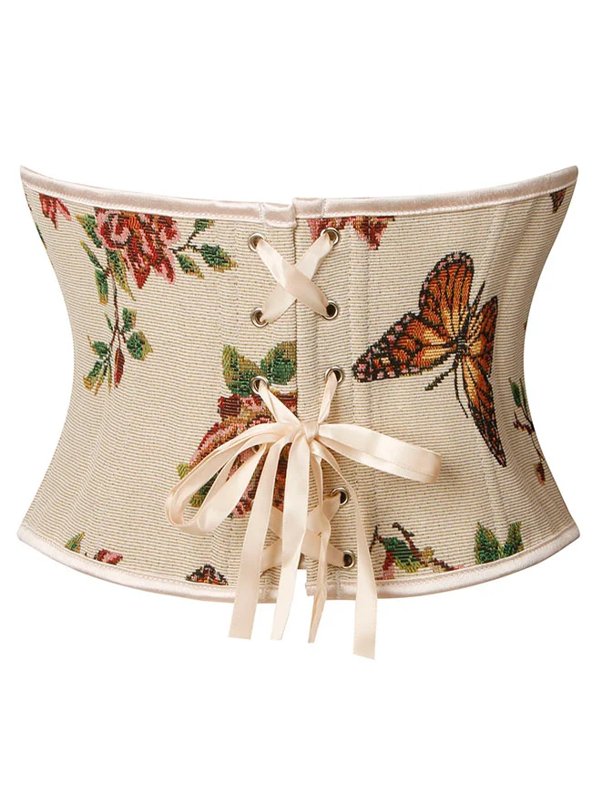 Trägerloses Bustier-Korsett-Crop-Top im Vintage-Retro-Stil mit Blumenmuster