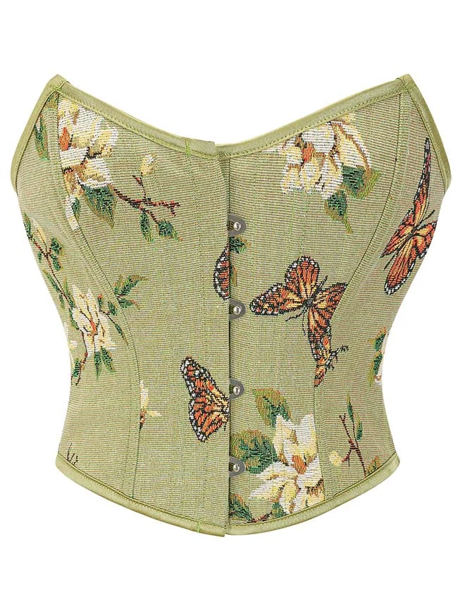 Trägerloses Bustier-Korsett-Crop-Top im Vintage-Retro-Stil mit Blumenmuster