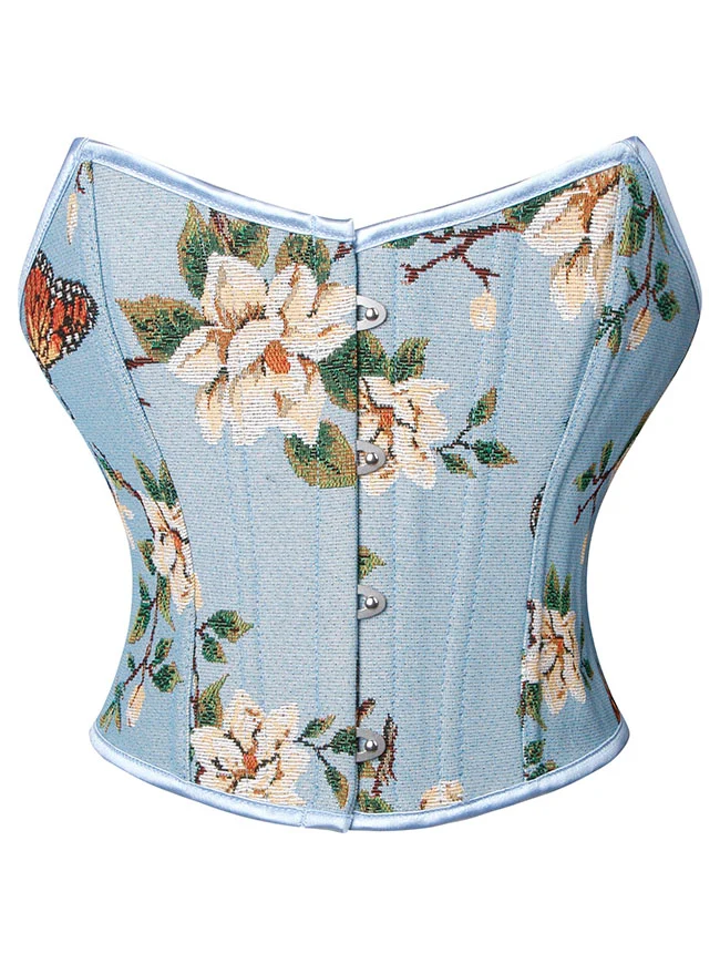 Trägerloses Bustier-Korsett-Crop-Top im Vintage-Retro-Stil mit Blumenmuster