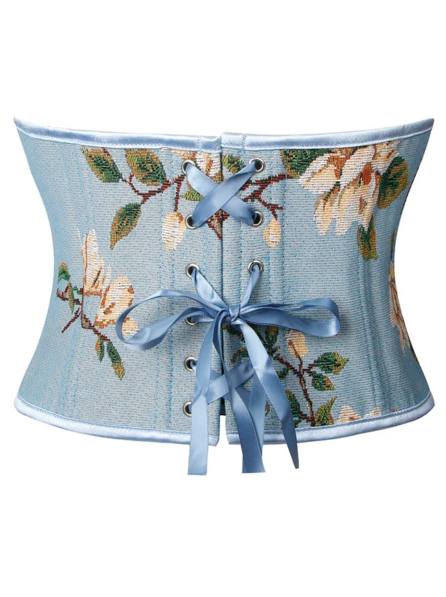 Trägerloses Bustier-Korsett-Crop-Top im Vintage-Retro-Stil mit Blumenmuster