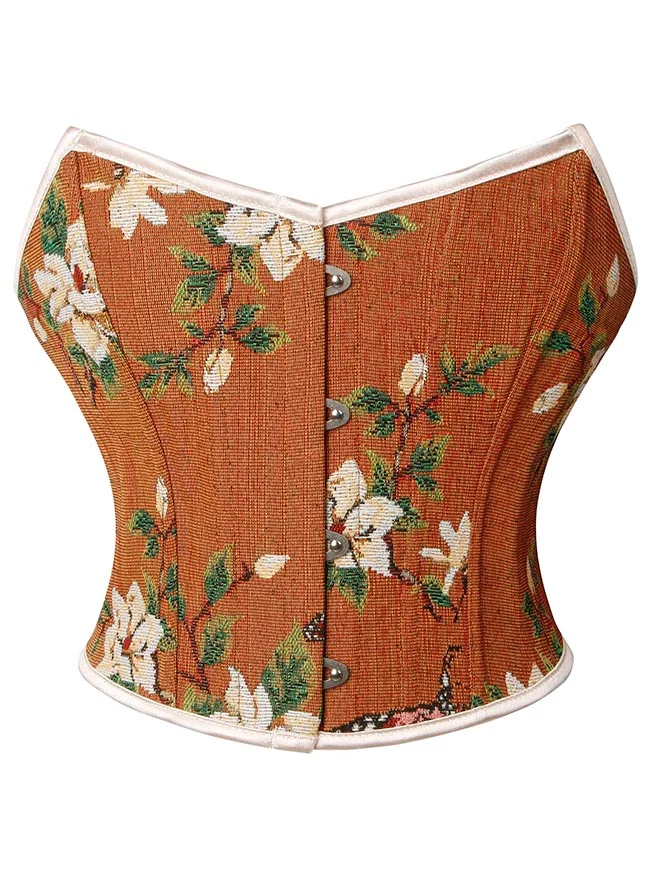 Trägerloses Bustier-Korsett-Crop-Top im Vintage-Retro-Stil mit Blumenmuster