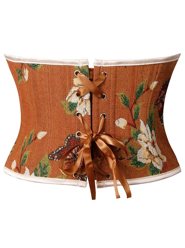 Trägerloses Bustier-Korsett-Crop-Top im Vintage-Retro-Stil mit Blumenmuster