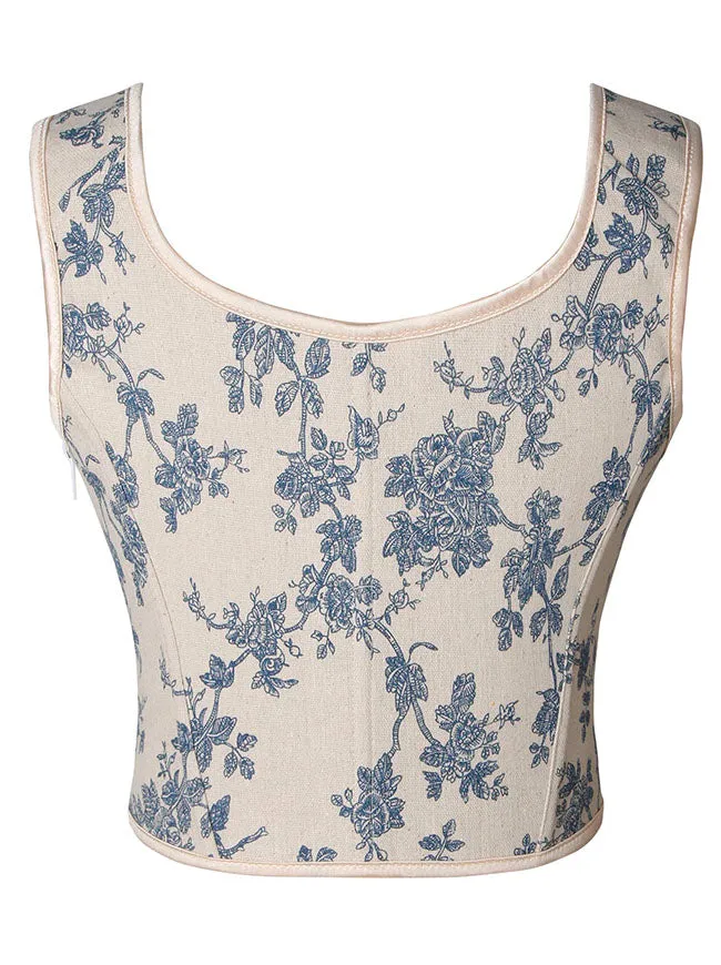 Vintage Renaissance Floral Boned Straps Bustier Weste Korsett Top