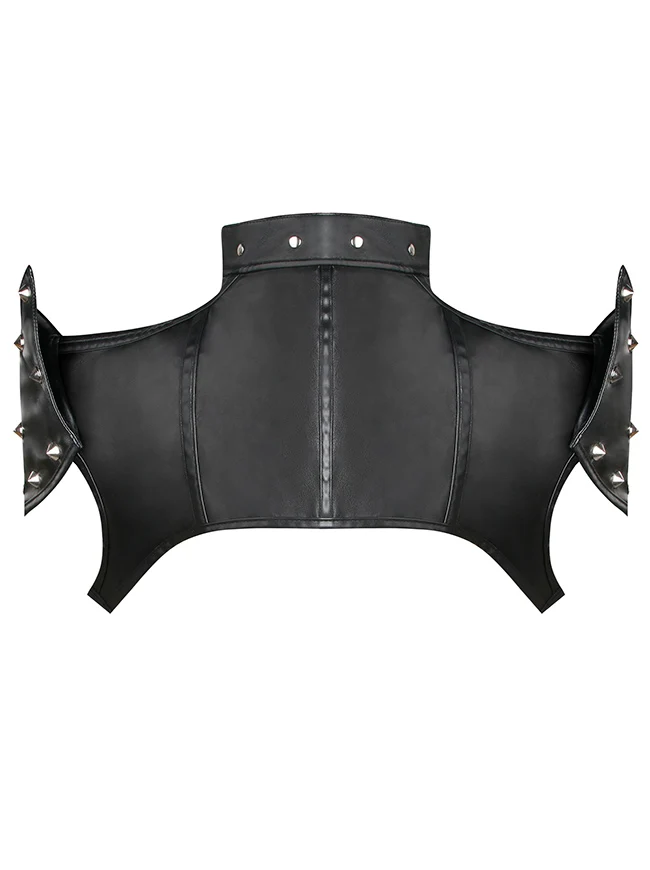Steampunk Gothic Kostüm PU Leder Bolero Schulterpanzer mit Ketten