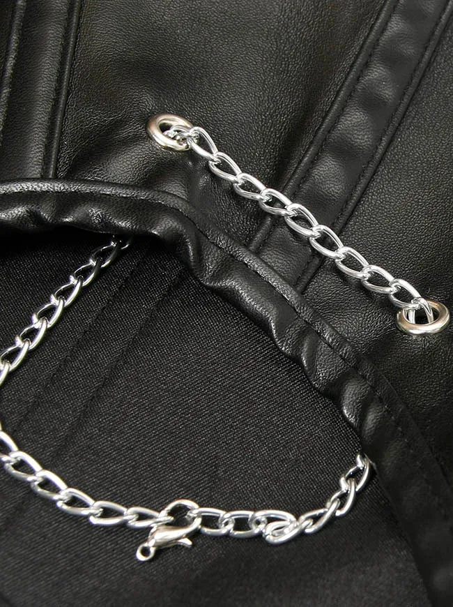 Steampunk Gothic Kostüm PU Leder Bolero Schulterpanzer mit Ketten