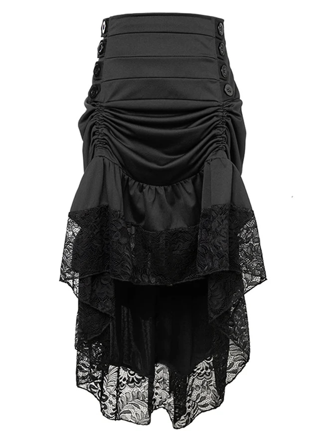 Steampunk Victorian Gothic Lace Trim Rüschen High Low Rock