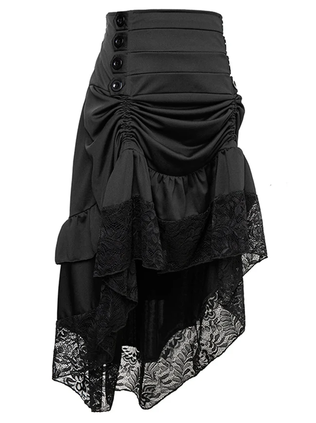 Steampunk Victorian Gothic Lace Trim Rüschen High Low Rock