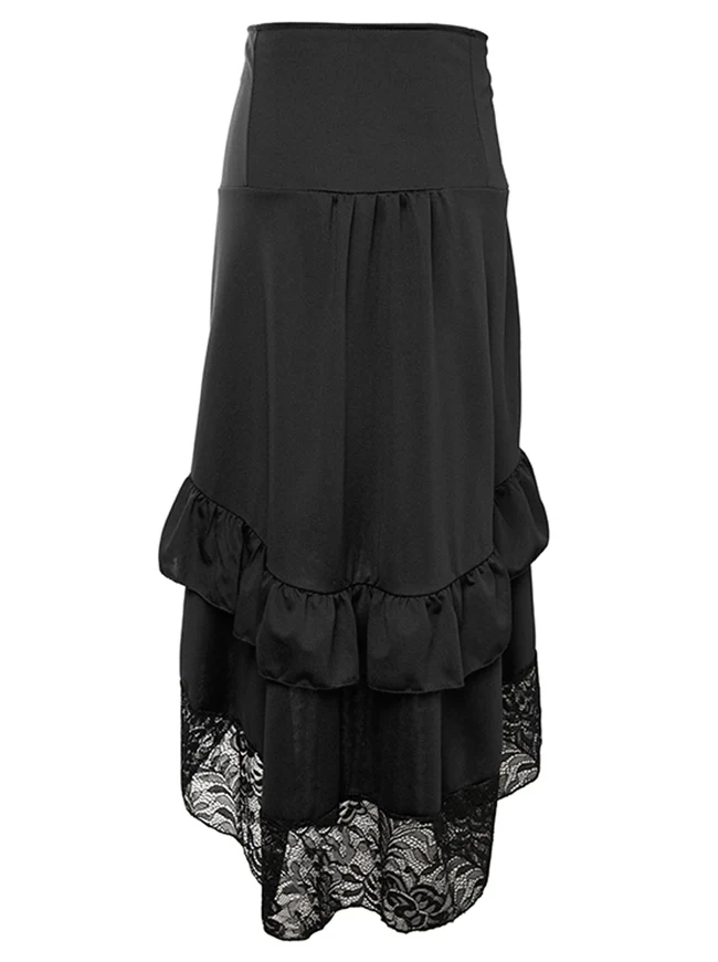 Steampunk Victorian Gothic Lace Trim Rüschen High Low Rock
