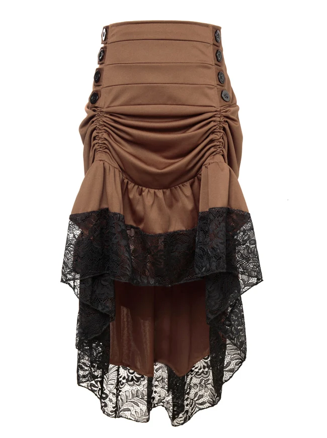 Steampunk Victorian Gothic Lace Trim Rüschen High Low Rock