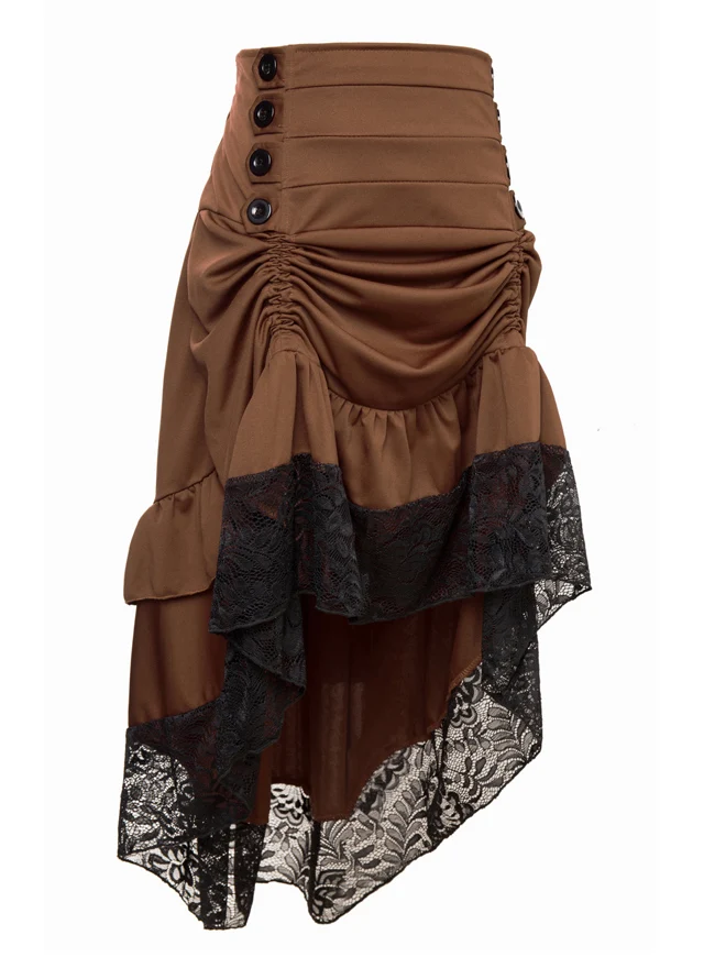 Steampunk Victorian Gothic Lace Trim Rüschen High Low Rock