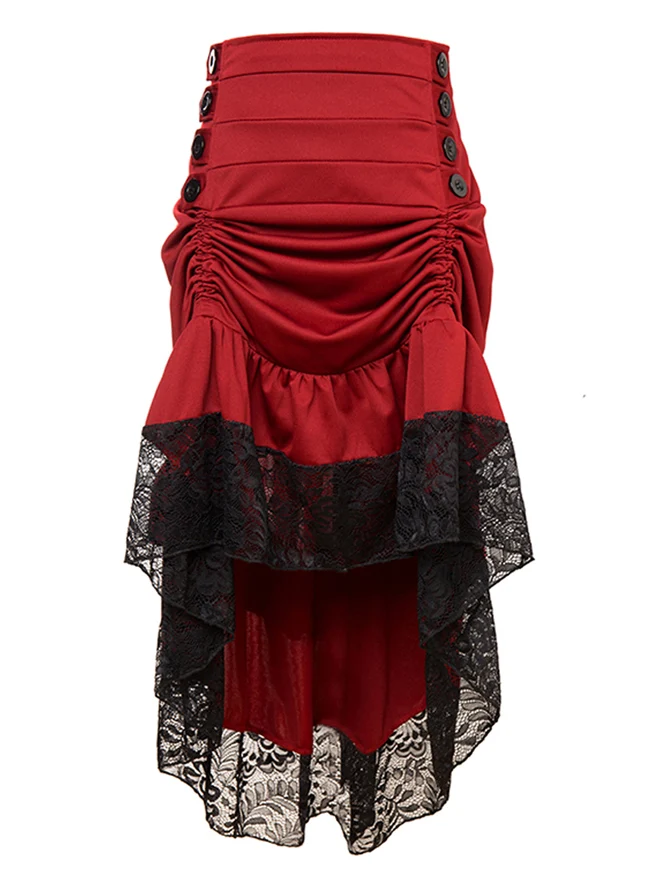 Steampunk Victorian Gothic Lace Trim Rüschen High Low Rock